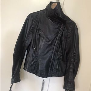 Zara Woman Black Leather Zipper Jacket Size Small